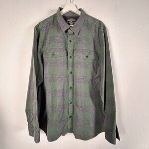 REI Co-Op Mens Green Gray Plaid Flannel Shirt XXL Cotton Button Up Long Sleeve